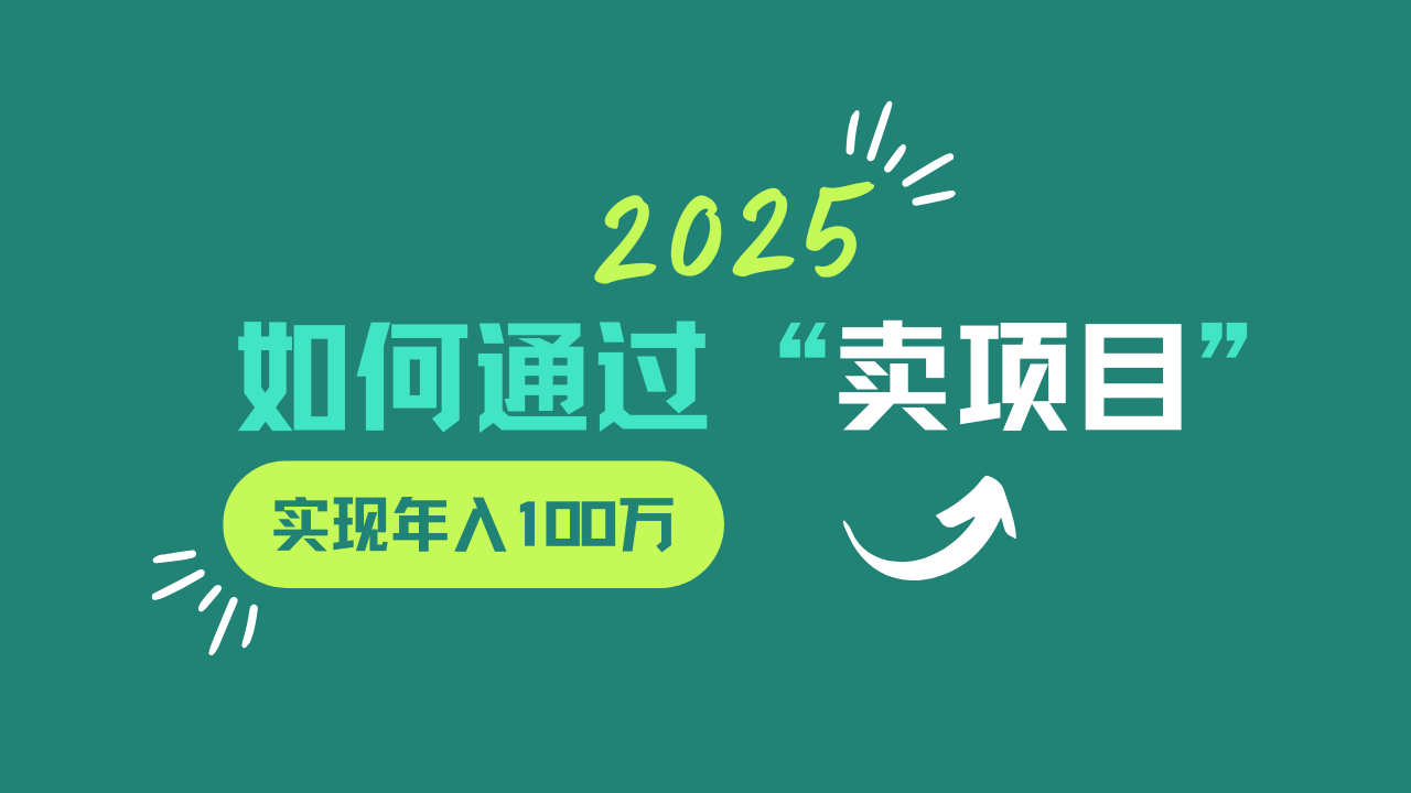 2025年如何通过“卖项目”实现年入100w-副业团