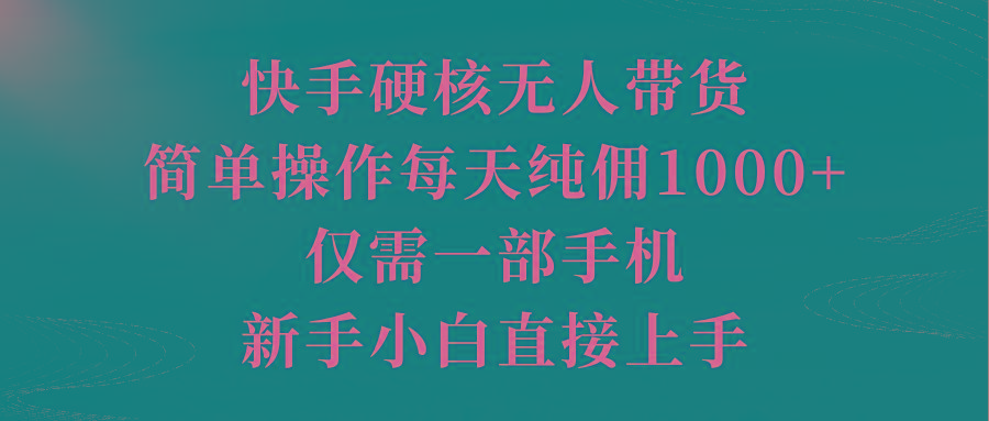 (9861期)快手硬核无人带货,简单操作每天纯佣1000+,仅需一部手机,新手小白直接上手-副业团