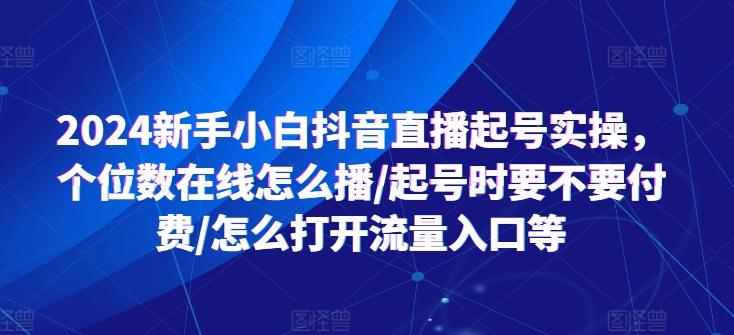 2024新手小白抖音直播起号实操，个位数在线怎么播/起号时要不要付费/怎么打开流量入口等-副业团