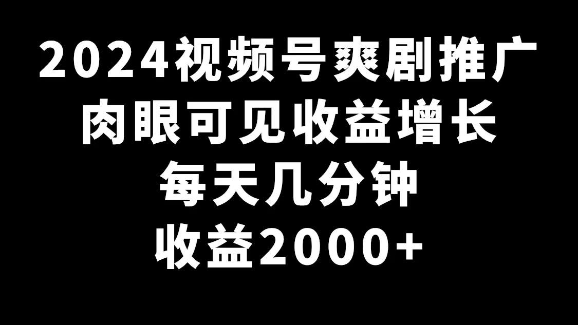 2024视频号爽剧推广,肉眼可见的收益增长,每天几分钟收益2000+-副业团