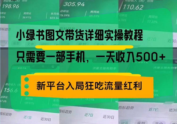 小绿书图文带货详细实操教程,只需要一部手机,一天收入500+,轻松变现-副业团