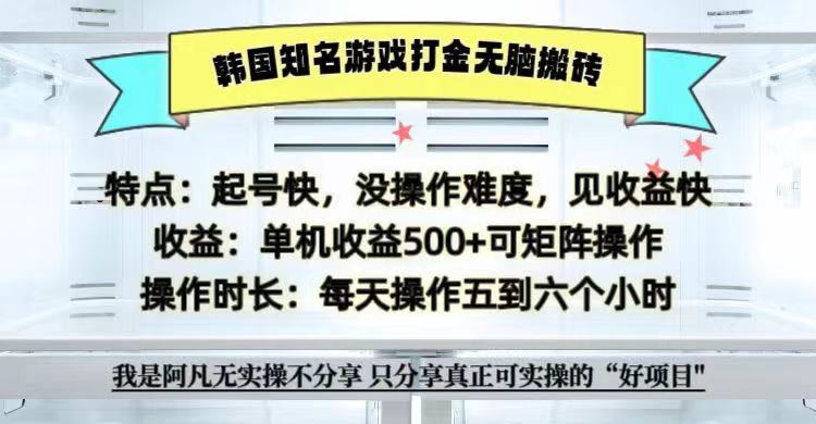 全网首发海外知名游戏打金无脑搬砖单机收益500+ 即做！即赚！当天见收益！-副业团