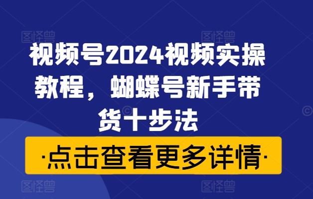 视频号2024视频实操教程,蝴蝶号新手带货十步法-副业团
