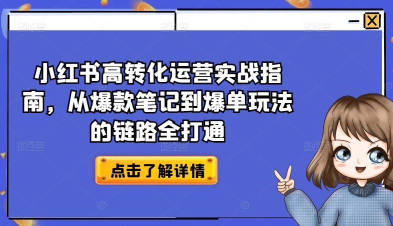 小红书高转化运营实战指南，从爆款笔记到爆单玩法的链路全打通-副业团