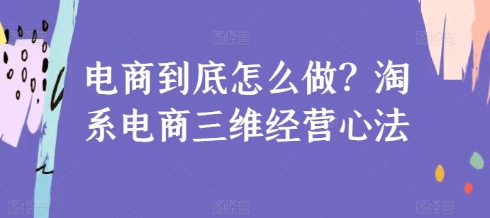 电商到底怎么做？淘系电商三维经营心法-副业团