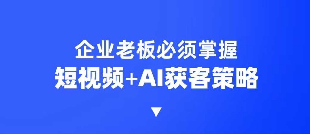 企业短视频AI获客霸屏流量课,6步短视频+AI突围法,3大霸屏抢客策略-副业团
