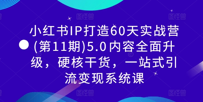 小红书IP打造60天实战营(第11期)5.0内容全面升级,硬核干货,一站式引流变现系统课-副业团