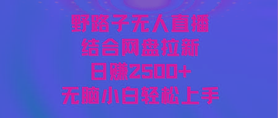 无人直播野路子结合网盘拉新，日赚2500+多平台变现，小白无脑轻松上手操作-副业团