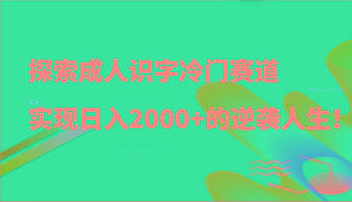 探索成人识字冷门赛道,实现日入2000+的逆袭人生!-副业团