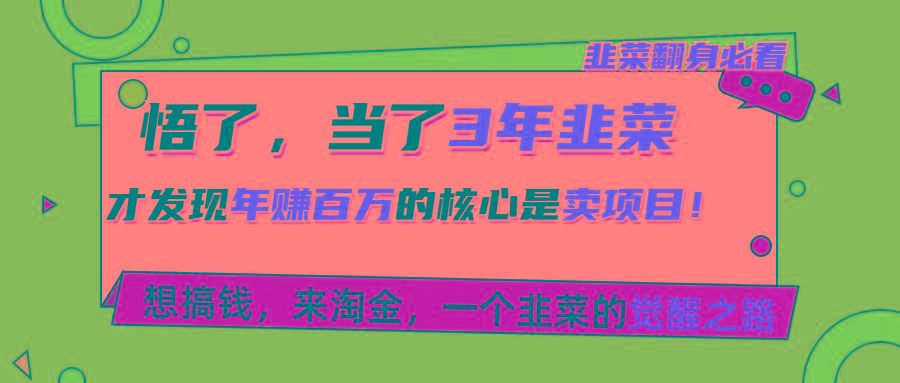 悟了,当了3年韭菜,才发现网赚圈年赚100万的核心是卖项目,含泪分享!-副业团