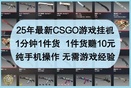 25年最新CSGO游戏挂G,1分钟1件货,1件货挣10元,纯手机操作,无需游戏经验【揭秘】-副业团