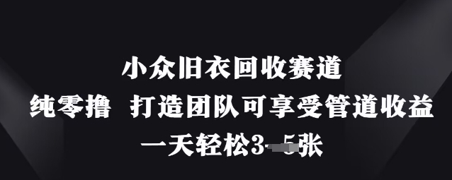 小众旧衣回收赛道,纯零撸 打造团队可享受管道收益,一天轻松3张-副业团