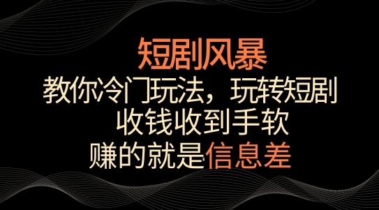 短剧风暴,教你冷门玩法,玩转短剧,收钱收到手软【揭秘】-副业团