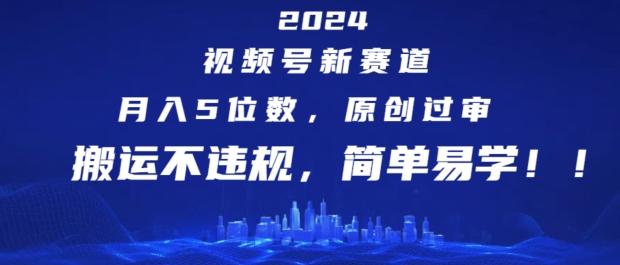 2024视频号新赛道，月入5位数+，原创过审，搬运不违规，简单易学【揭秘】-副业团