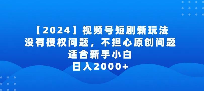 2024视频号短剧玩法，没有授权问题，不担心原创问题，适合新手小白，日入2000+【揭秘】-副业团