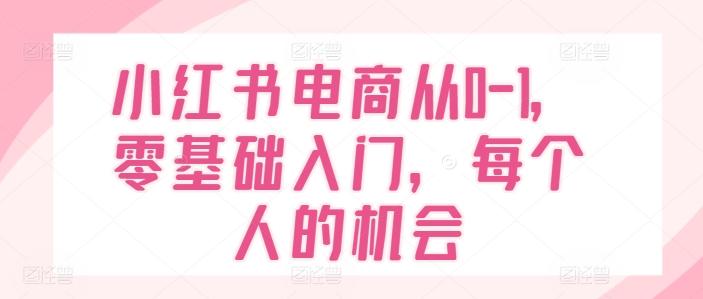 小红书电商从0-1,零基础入门,每个人的机会-副业团