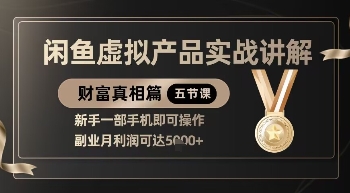 精品!闲鱼虚拟产品实战讲解,新手一部手机即可操作,副业月利润可达5k+-副业团