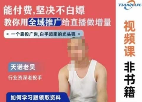 天诺老吴全域推广线上课,能付费坚决不白嫖,教你用全域推广给直播做增量-副业团