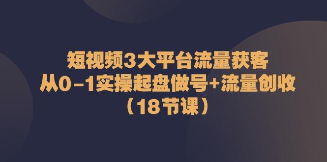 短视频3大平台流量获客:从0-1实操起盘做号+流量创收(18节课)-副业团