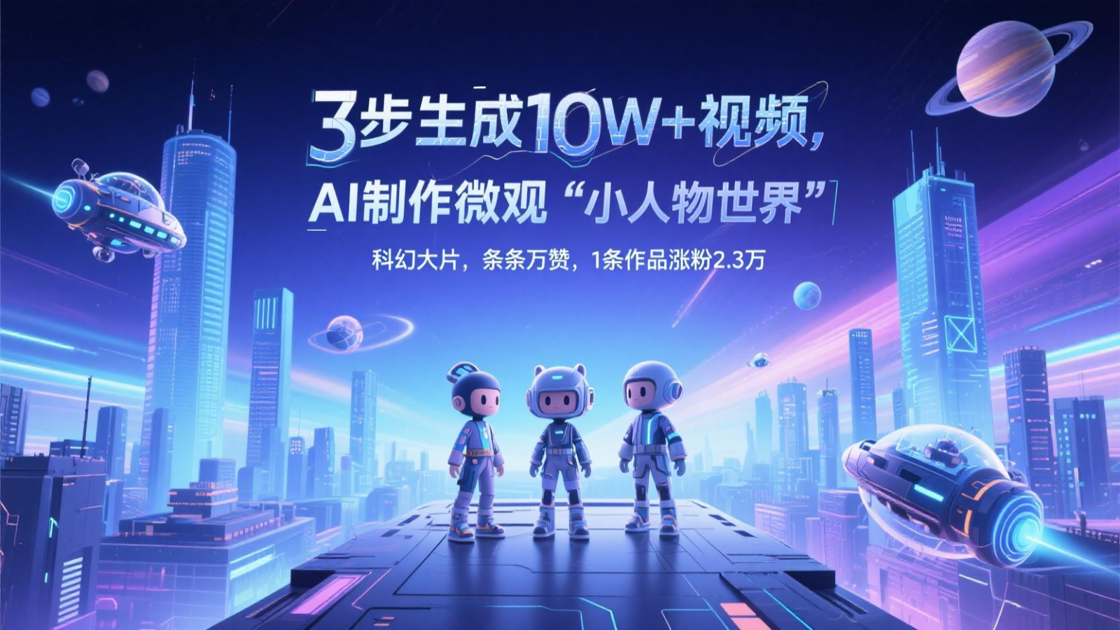 三步生成10W+视频,AI制作微观“小人物世界”科幻大片,条条万赞,1条作品涨粉2.3万-副业团