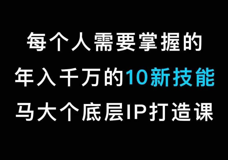 马大个的IP底层逻辑课,每个人需要掌握的年入千万的10新技能,约会底层IP打造方法!-副业团