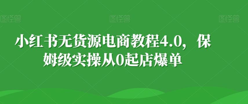 小红书无货源电商教程4.0,保姆级实操从0起店爆单【拆解】