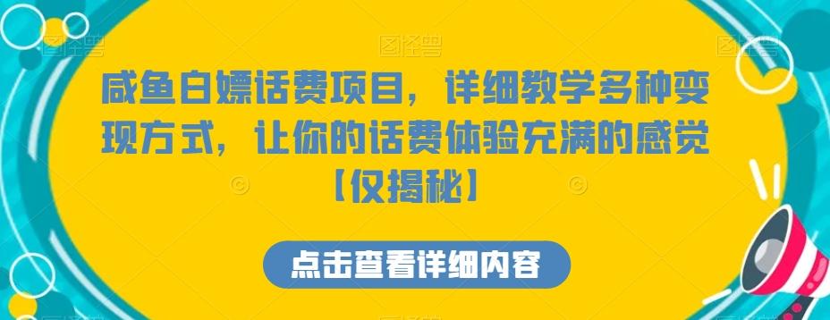 咸鱼白嫖话费项目,详细教学多种变现方式,让你的话费体验充满的感觉【仅揭秘】-副业团