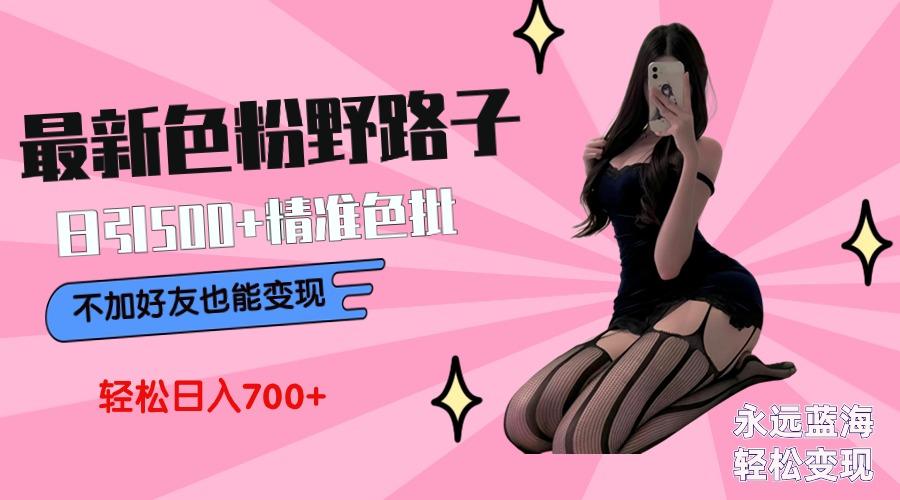 最新色粉变现野路子,日引500+老色批 可不加好友直接变现 小白轻松日入700+-副业团
