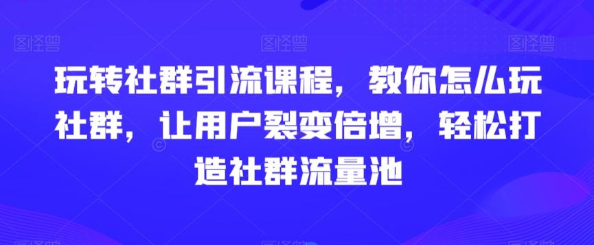 玩转社群引流课程，教你怎么玩社群，让用户裂变倍增，轻松打造社群流量池-副业团