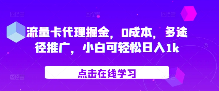 流量卡代理掘金,0成本,多途径推广,小白可轻松日入1k-副业团