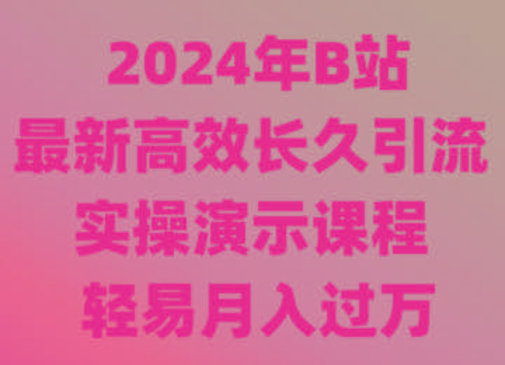 2024年B站最新高效长久引流法 实操演示课程 轻易月入过万-副业团