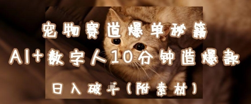 宠物赛道爆单秘籍:AI+数字人10分钟造爆款,日入1k-副业团