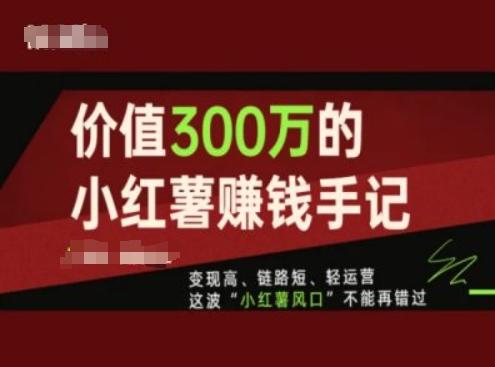 价值300万的小红书赚钱手记，变现高、链路短、轻运营，这波“小红薯风口”不能再错过-副业团