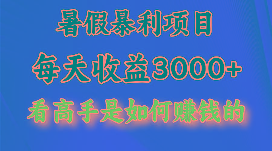 暑假暴力项目 1天收益3000+,视频号,快手,不露脸直播.次日结算-副业团