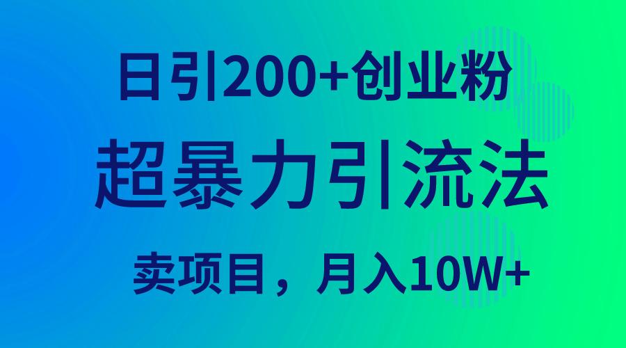 (9654期)超暴力引流法,日引200+创业粉,卖项目月入10W+-副业团
