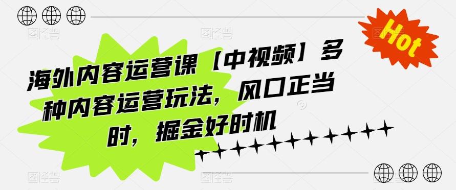 海外内容运营课【中视频】多种内容运营玩法,风口正当时,掘金好时机-副业团