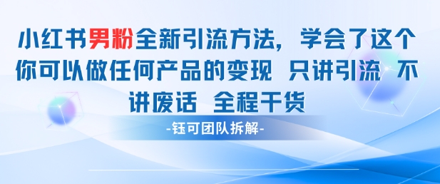 小红书男粉引流 学会了这个变现很容易,不讲废话全程针对男人的打法 全程干货-副业团