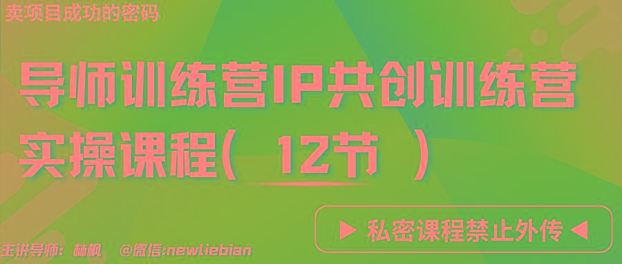 导师训练营3.0IP共创训练营私密实操课程(12节)-卖项目的密码成功秘诀-副业团