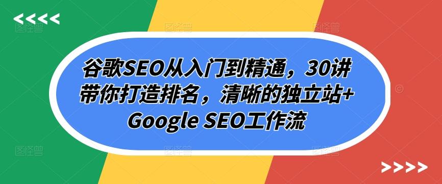 谷歌SEO从入门到精通,30讲带你打造排名,清晰的独立站+Google SEO工作流-副业团