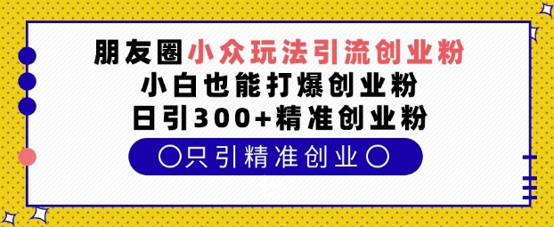 朋友圈小众玩法引流创业粉，小白也能打爆创业粉，日引300+精准创业粉【揭秘】-副业团