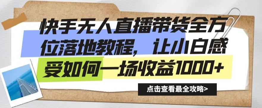 快手无人直播带货全方位落地教程,让小白感受如何一场收益1000+【揭秘】-副业团