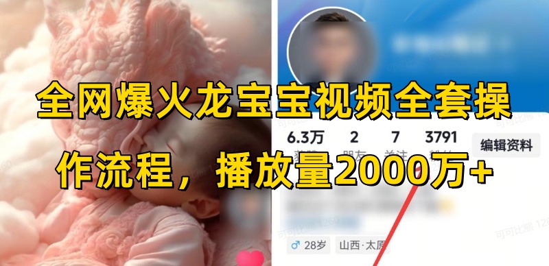 全网爆火龙宝宝视频全套操作流程,播放量2000万+-副业团
