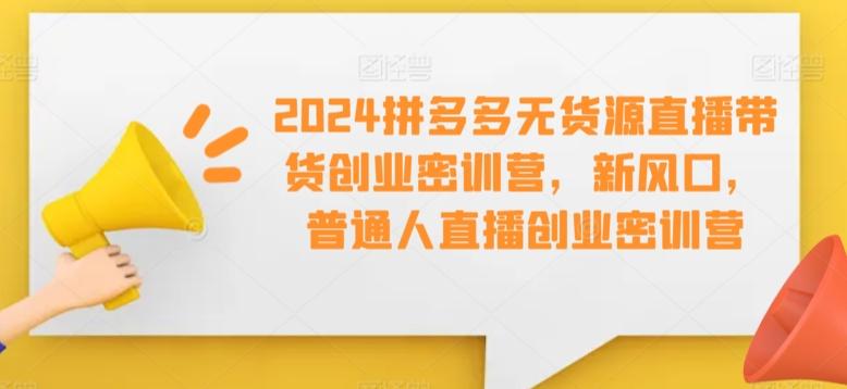 2024拼多多无货源直播带货创业密训营,新风口,普通人直播创业密训营-副业团