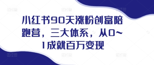 小红书90天涨粉创富陪跑营,三大体系,从0~1成就百万变现,做小红书的最后一站-副业团