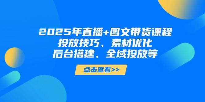 2025年短视频图文带货+直播带货:投放技巧、素材优化、后台搭建、全域投放等-副业团