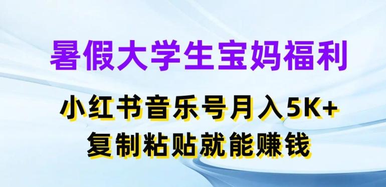 暑假大学生宝妈福利,小红书音乐号月入5000+,复制粘贴就能赚钱【揭秘】-副业团