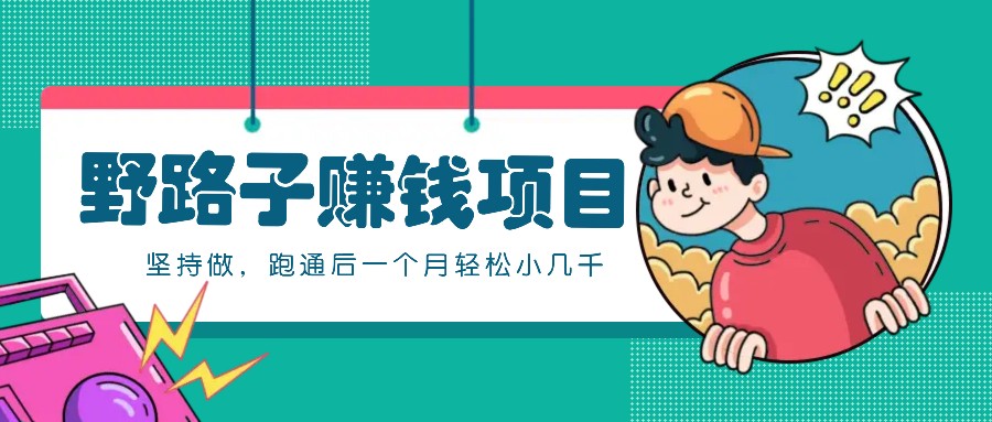 一个人就能操作的野路子赚钱项目，零成本零门槛坚持做，跑通后一个月小几千！-副业团