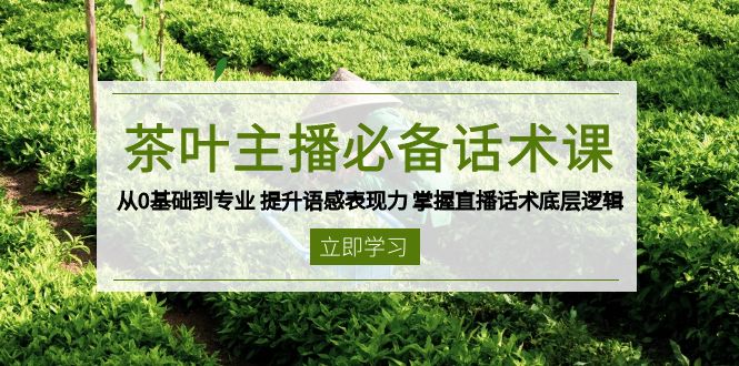 茶叶 主播必备话术课 从0基础到专业 提升语感表现力 掌握直播话术底层逻辑-副业团