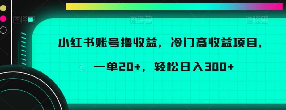 小红书账号撸收益,冷门高收益项目,一单20+,轻松日入300+【揭秘】-副业团