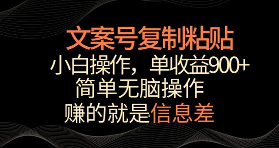 文案号掘金，简单复制粘贴，小白操作，单作品收益900+【揭秘】-副业团